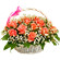 basket of pink roses with babys breath. Athens